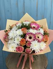 Букет цветов из:  Розы, Герберы и Хризантемы #REPLACE_PRED# Дубенцовской