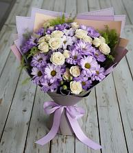 Букет цветов из:  Хризантемы и Розы в Дубенцовской